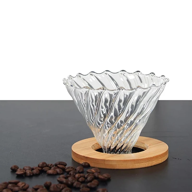 Деревянные кронштейны Стекло Кофе капельницы и горшок набор Japness Стиль V60 фильтр