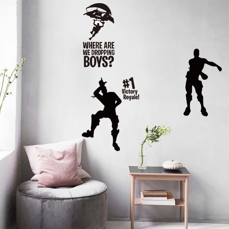 Съемная мультяшная Боевая фигурка геймера настенная художественная наклейка