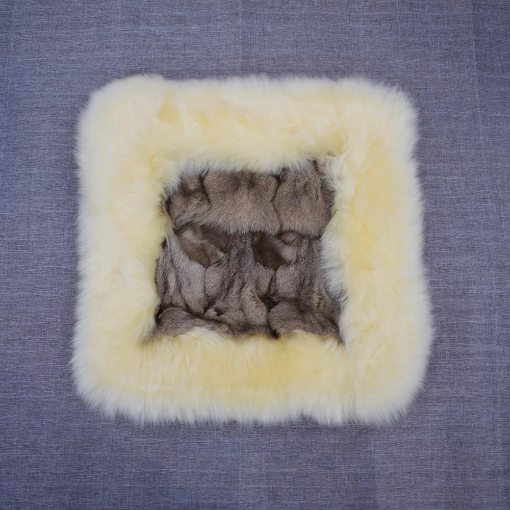 MS. Softex подушка из натурального меха плюшевая натуральной овчины с лисьим мехом 45