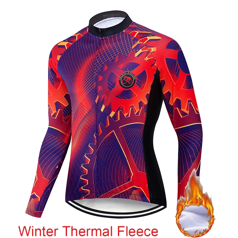 Ropa ciclismo теплая Зимняя Теплая Флисовая велосипедная одежда, мужская Трикотажная одежда, костюм для езды на велосипеде, MTB Одежда, комбинезон, комплект - Цвет: Cycling Clothes