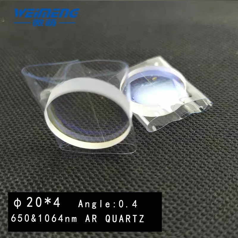 Weimeng  φ 20*4mm  Wedge mirror laser lens  Wedge angle 0.4mm 650&1064nm AR  coating  quartz material for laser welding machine