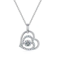 trendy 925 sterling silver 0 5ct d color vvs1 moissanite heart pendant necklace women jewelry plated white gold charm necklace