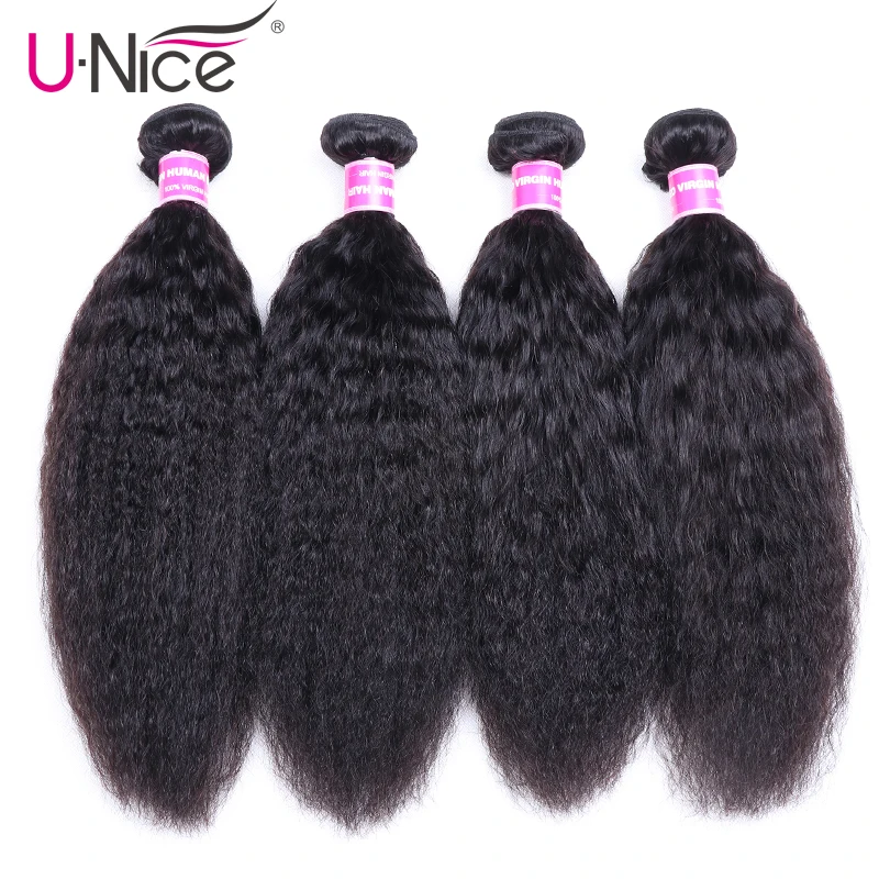 Волосы Unice 1 шт. партия кудрявые прямые человеческие волосы Remy для наращивания 8-26