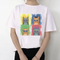 summer fashion women tshirt short sleeve funny cute cartoons cats print tops female animal fashion casual harajuku t shirt