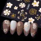 1 лист 3D наклейки для ногтей бабочка цветок наклейки для ногтей летние золотые белые Позолоченные узоры наклейки для самостоятельного дизайна ногтей украшение
