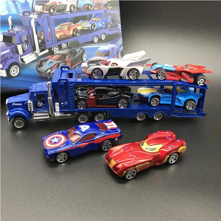 Мстители 1: 64 брелок для автомобильных ключей, набор Batman Batmobile Diecasts железа Spider-man Капитан Америка модель грузового автомобиля игрушки для Для детей - Цвет: 7pcs with box
