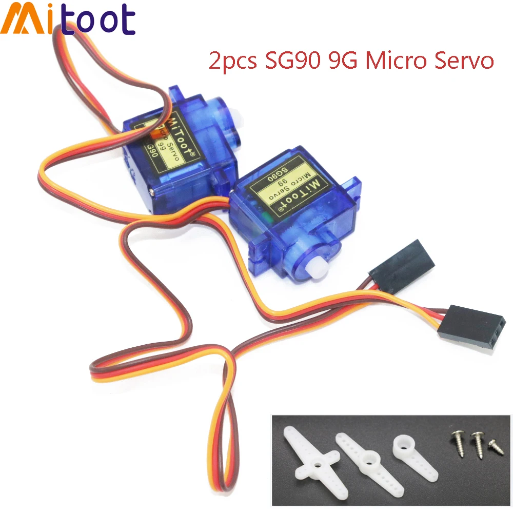 

2pcs Mitoot New SG90 9G Mini Micro Servo Motor For RC 250 450 Helicopter Airplane Controls for Arduino Remote control toy
