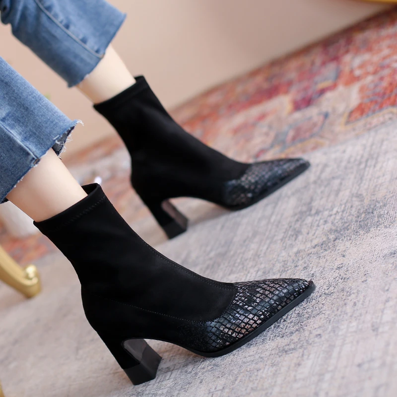 

Concise Fashion Woman Ankle Boots Autumn Winter Warm SheepSkin Basic Party Office Prom New Arrival Brand Shoes Woman