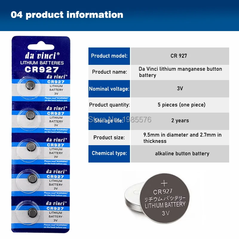 CR927 100 шт./упак. кнопочные батареи BR927 ECR927 5011LC Cell Coin литиевая батарея 3V CR 927 DL927 для