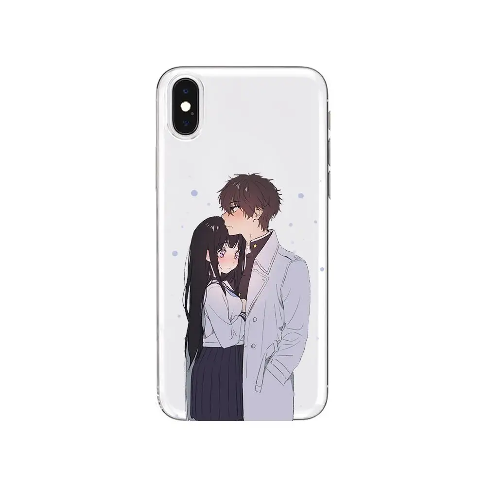 

Cartoon couple hyouka Anime Transparent Phone Case For XiaoMi Redmi Note 10 9S 8 7 6 5 A Pro T Y1 Anime Cover Silicone Pre
