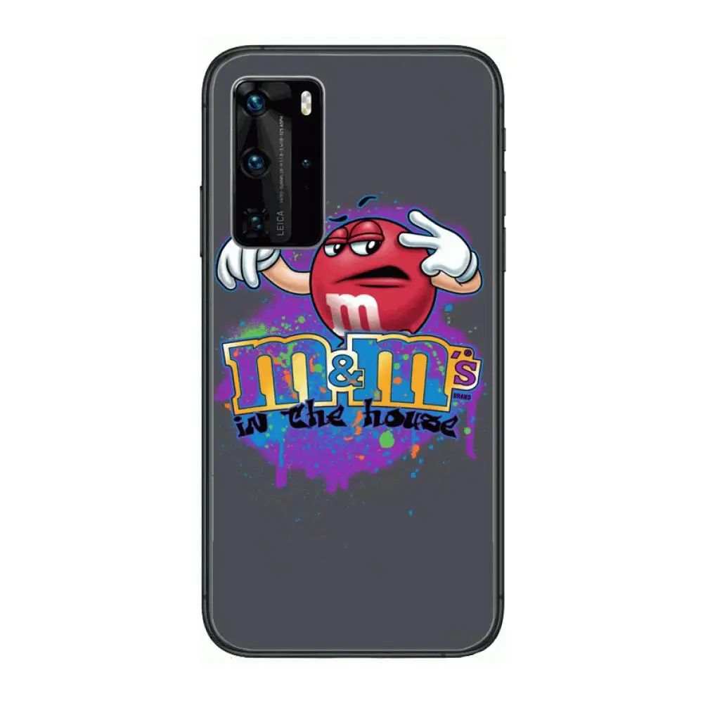

M&M chocolate beans Phone Case For Huawei P 40 30 20 10 9 8 Lite E Pro Plus Black Etui Coque Painting Hoesjes comic fashion