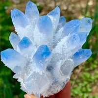 brand new find sky blue phantom quartz crystal cluster ore sample cured