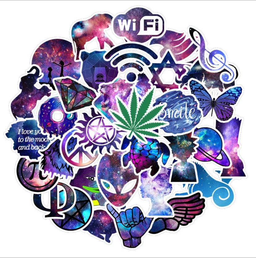 50 шт маленький желтый свежий чемодан чехол для тележки ноутбука граффити Стикеры