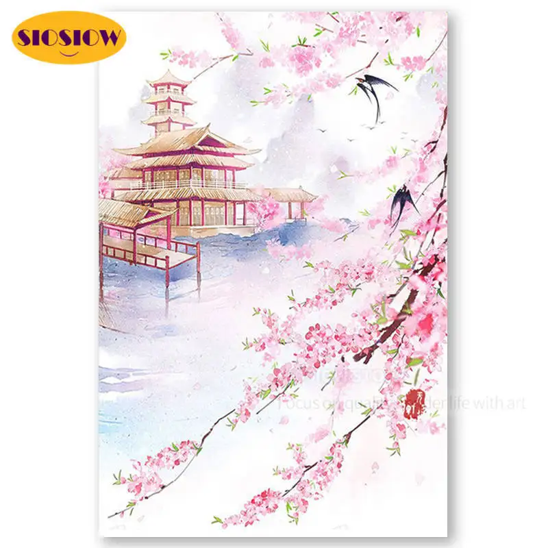 

5d Diy Алмазная мозаика вышивка пейзаж 3d алмазов картина с цветами в китайском стиле Пейзаж Вышивка крестом камни в форме ромба Декор для дома ...