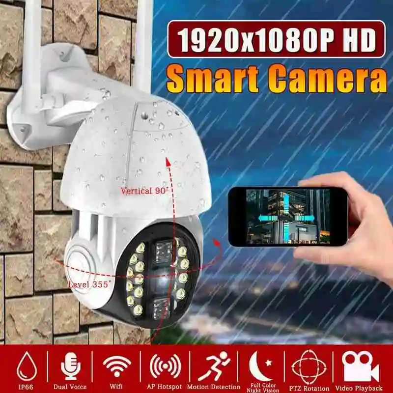 Ip камера WiFi Беспроводная PTZ скоростная водонепроницаемая IP66 CCTV IR Onvif наружного