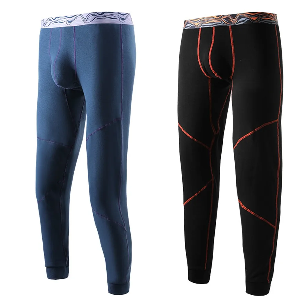 

Men Warm Thermal Trousers Plus Velvet Thick Pants Close-Fitting Cropped Trousers Men's Long Trousers One-piece Plus Velvet Thick