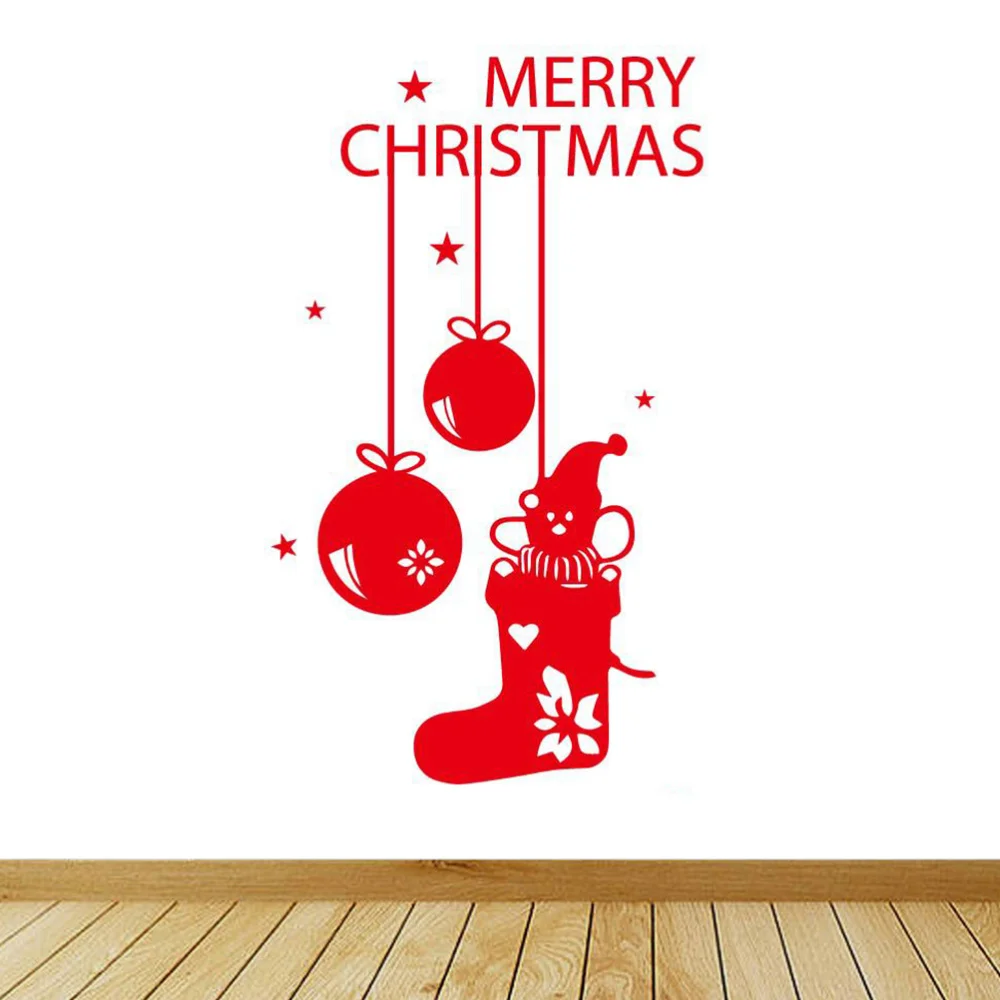 

2pcs Snowman Hanging Decor Sticker Christmas Gift Wallpaper Wall Decal Decoration