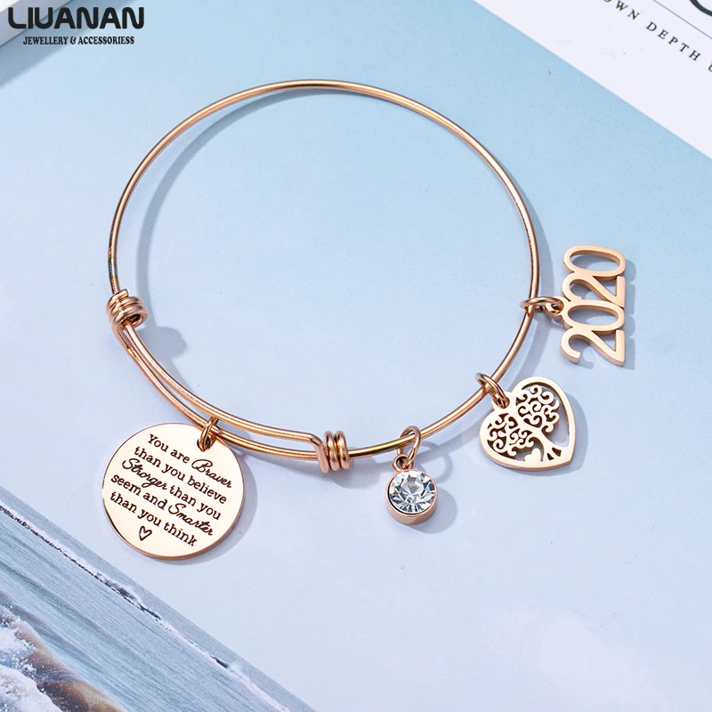 

2020 Women Stainless Steel Graduation Gift Bracelet Tree of Life Charm Bracelet Wire Bangles Fashion Jewelry Womens Accessories