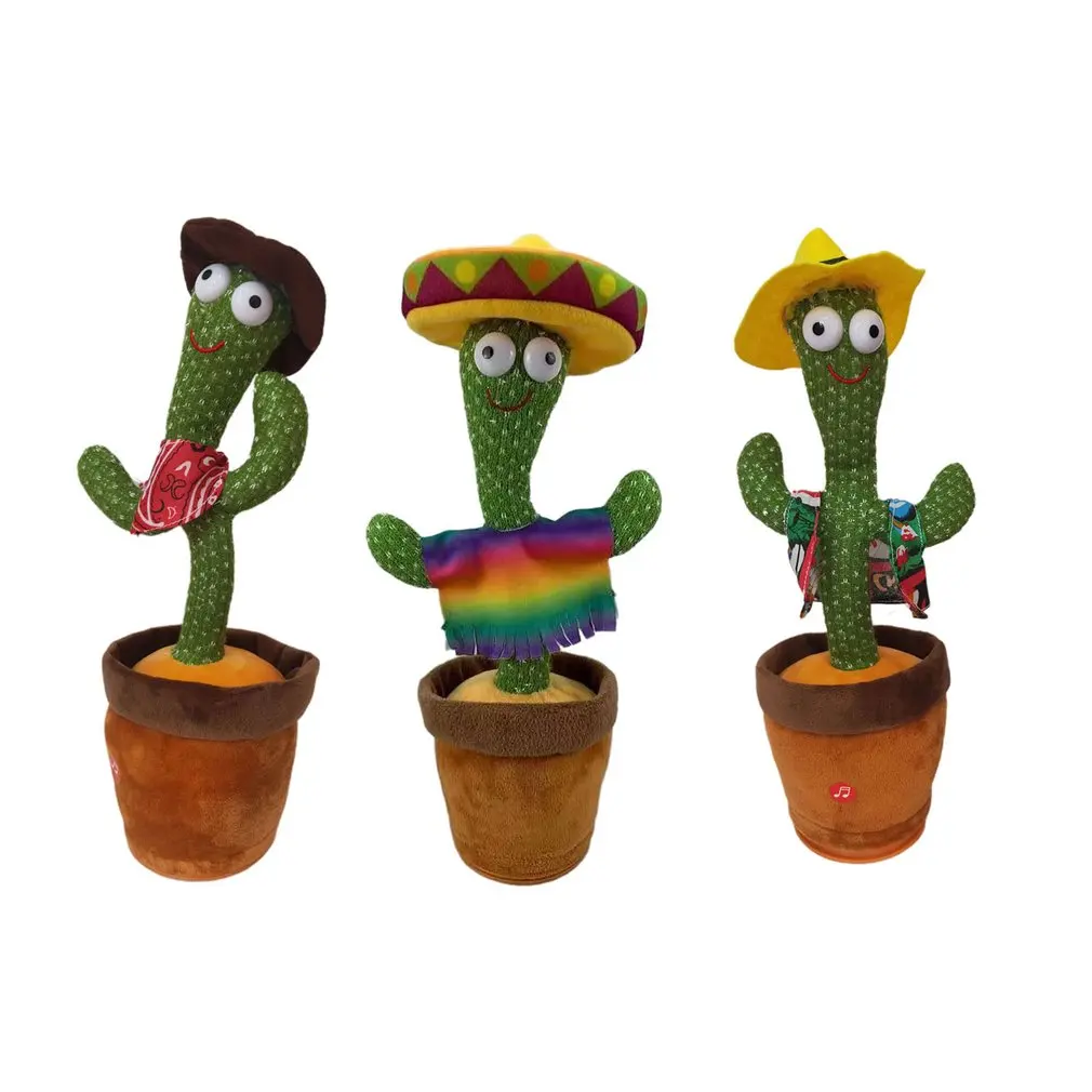 

New 32cm LED Electric Doll Singing Music Dancing Shake Light Up Cactus Shape Plush Toy Dance Plant Learning Toy