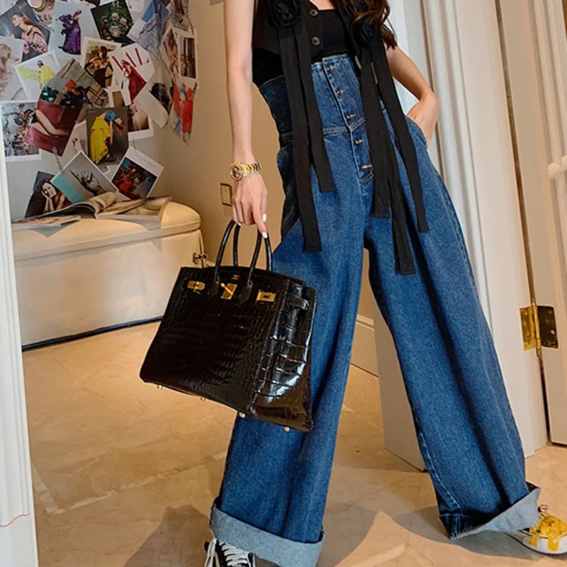 SHENGPALAE полная длина пуговицы карманы джинсы высокая талия свободные широкие ноги