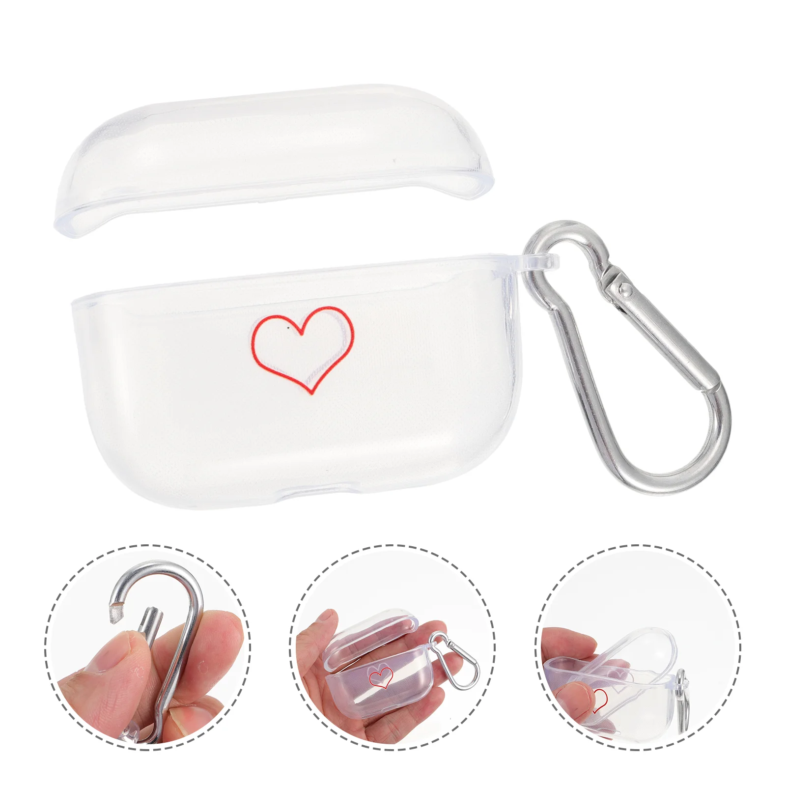 

1Pc Heart Shape Pattern Earphone Organizer Compatible for AirPods 3 Pro (White)