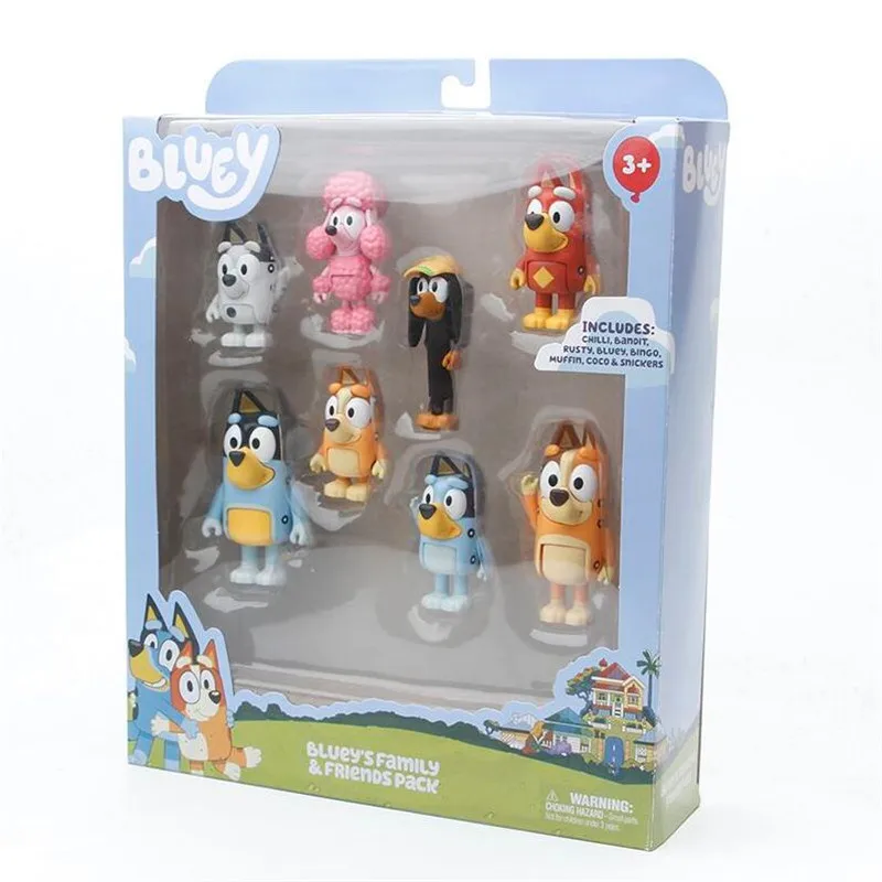 8 шт./компл. фигурки героев семьи Bluey игрушки мультяшная собака модель из ПВХ Friends