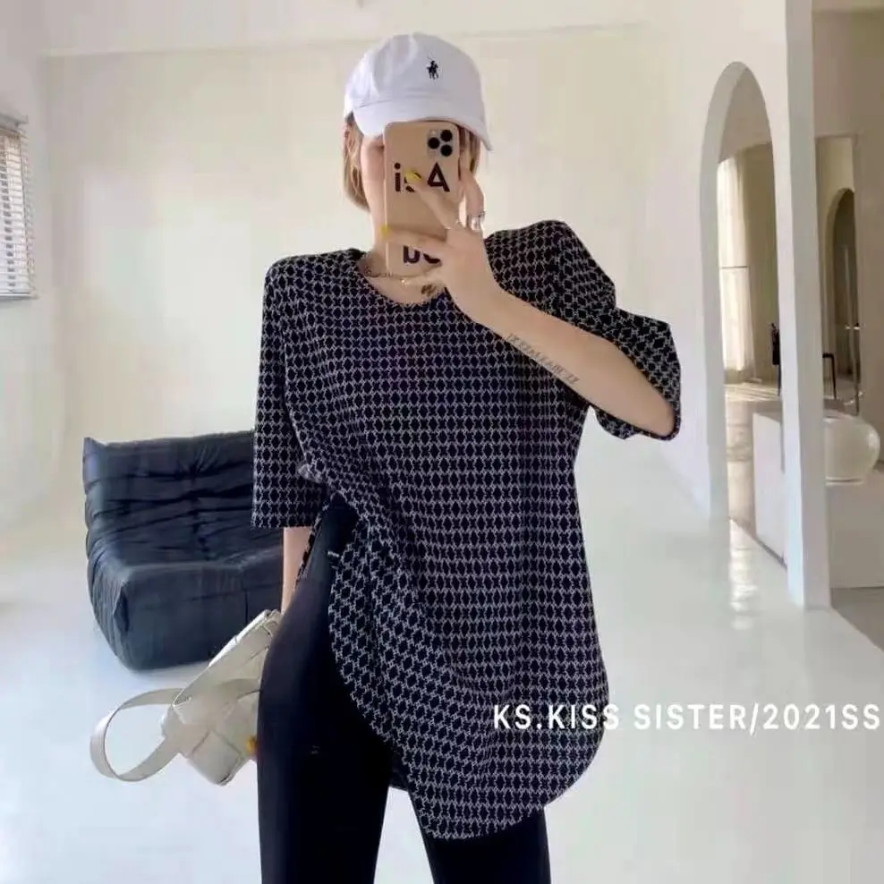 

Short sleeve T-shirt women's loose medium and long bottomed Shirt New Style in spring and summer 2021