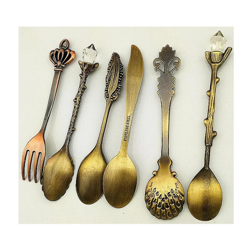 6 шт. Ретро Королевский стиль набор посуды резные столовые приборы для маленьких