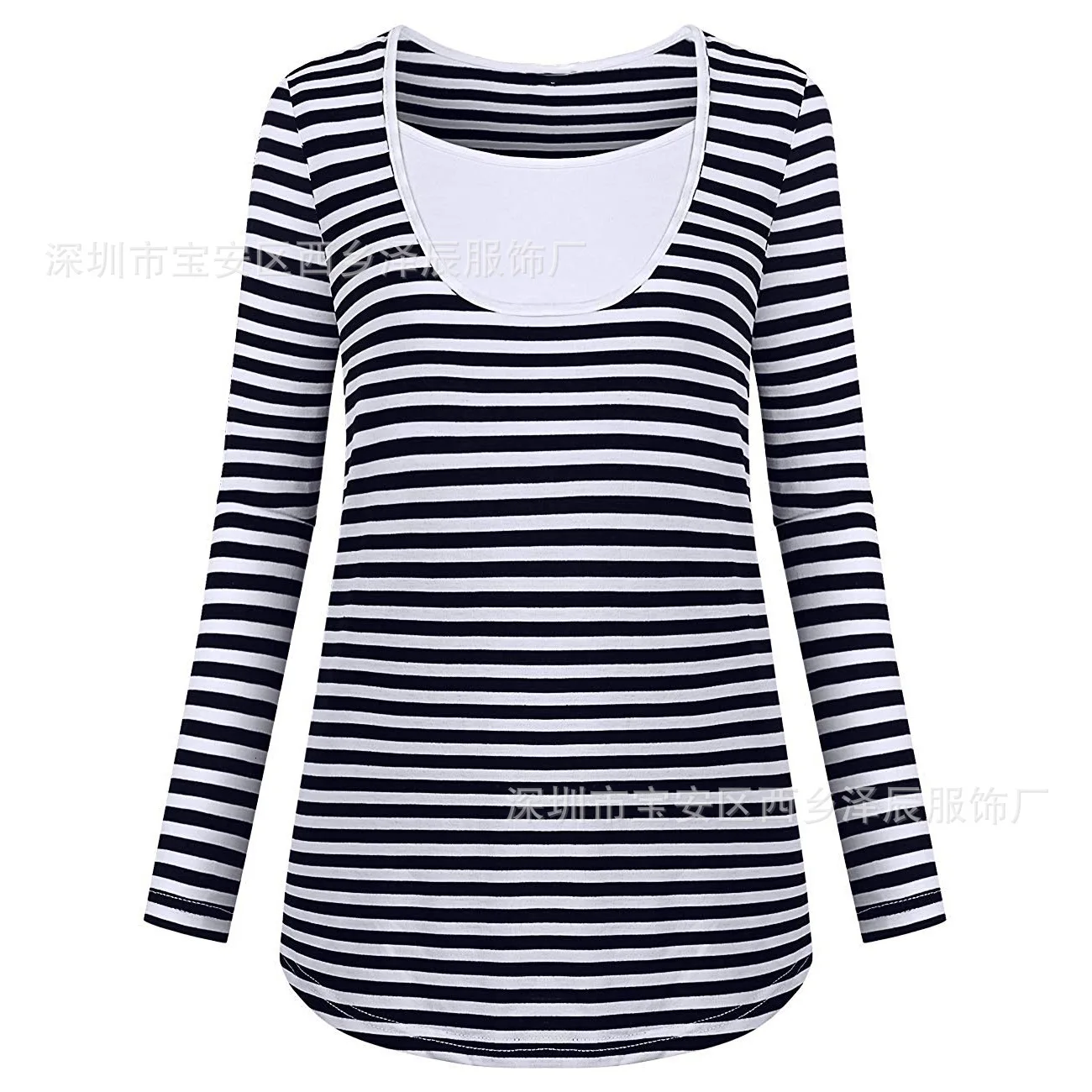 Полосатая куртка с длинным рукавом для грудного вскармливания Одежда беременных