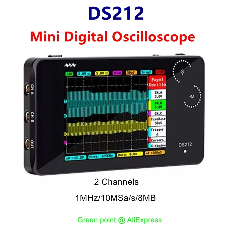 Портативный 2 канальный цифровой осциллограф Mini DS212 USB интерфейс с сенсорным