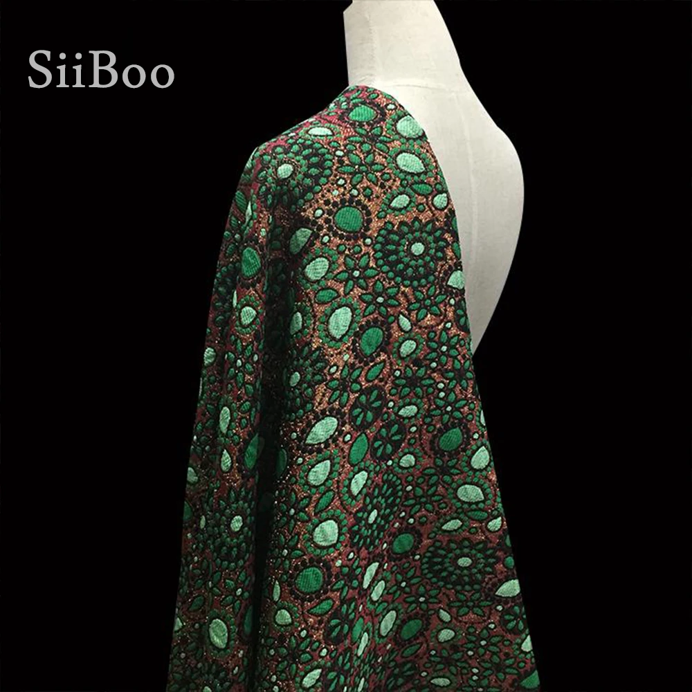 Жаккардовая ткань в французском стиле элегантная зеленая и черная Цветочная