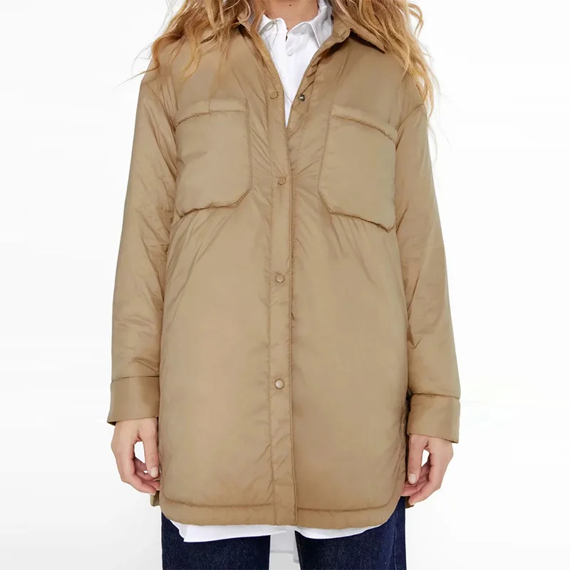 

Women's Shirts Jackets OversizeThin Parkas Coats Female Long Sleeves Pocket Loose Khaki Outerwear Streetwear Fashion Coat