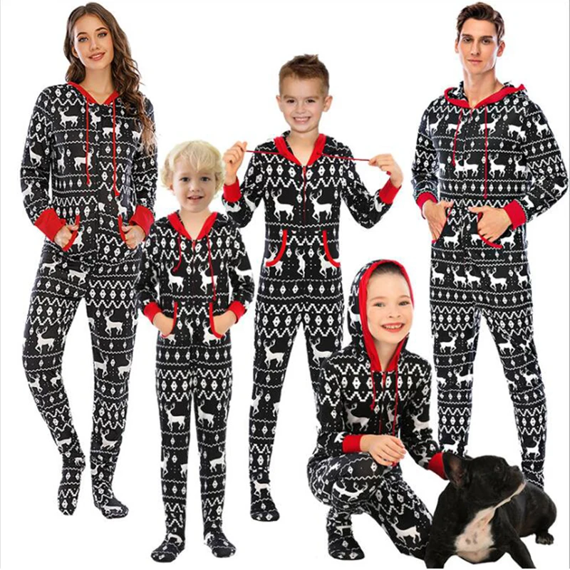 

2021 Christmas Family Matching Pajamas Set Cute Deer Adult Kid Baby Xmas Family Matching Outfits