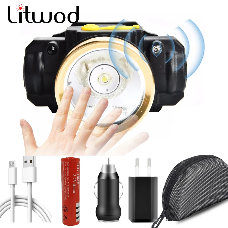 Litwod светодиодный инфракрасный датчик движения налобный фонарь Usb Перезаряжаемый