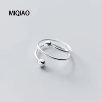 miqiao 925 sterling silver rings for women adjustable female multi layer glossy round bead simple fashion jewelry minimalism
