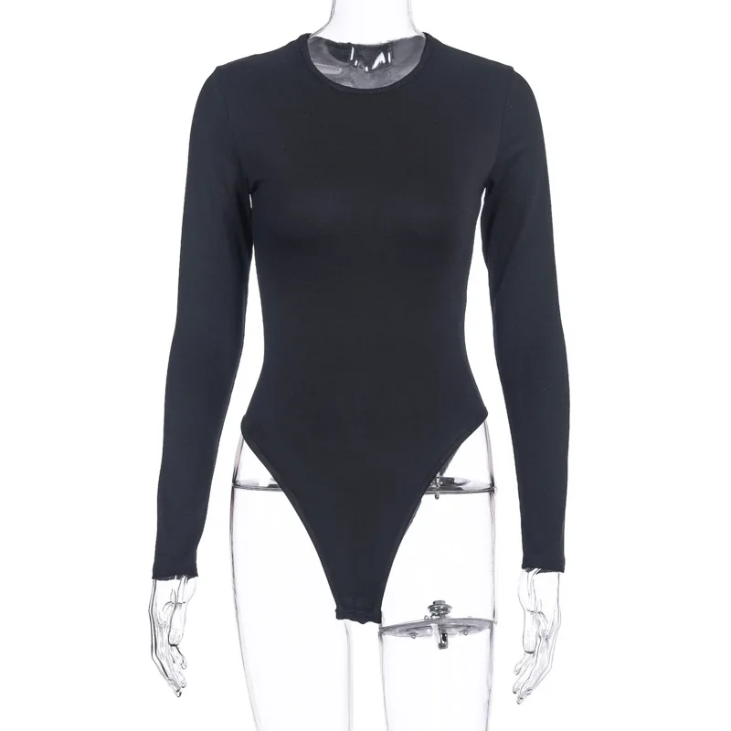 

O Neck Long Sleeve Solid White Sexy Bodysuit Women Black Autumn Winter Body Top Gray Casual Lady Streetwear Bodysuits