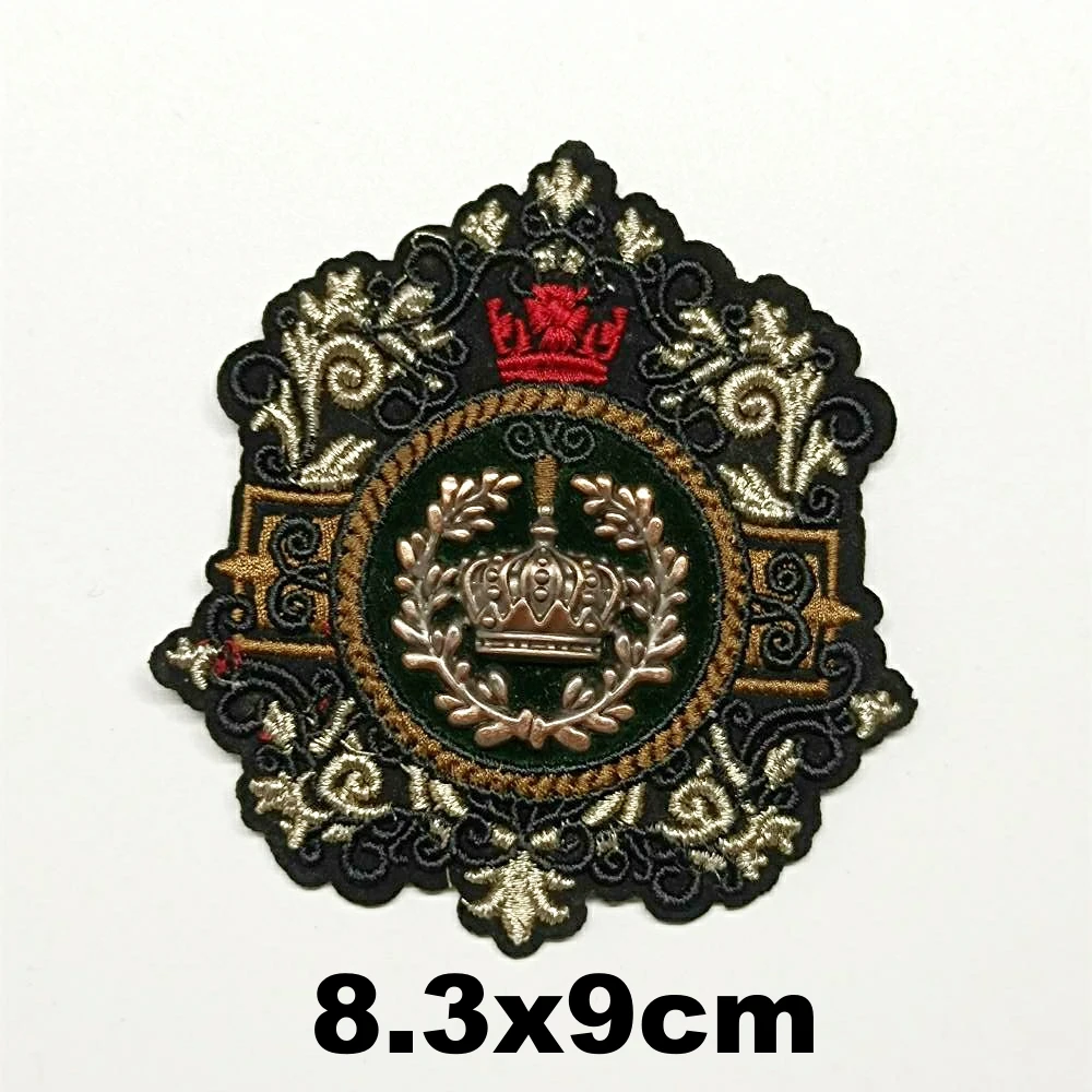 

Accessories embroidery metal crown flower leaf embroideried patches for clothing OR-3188