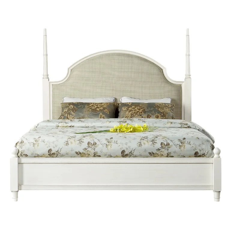 

Modern white and grey color wood furniture bed Lit arrière en tissu doux de meubles en bois de couleur gris clair moderne WA402