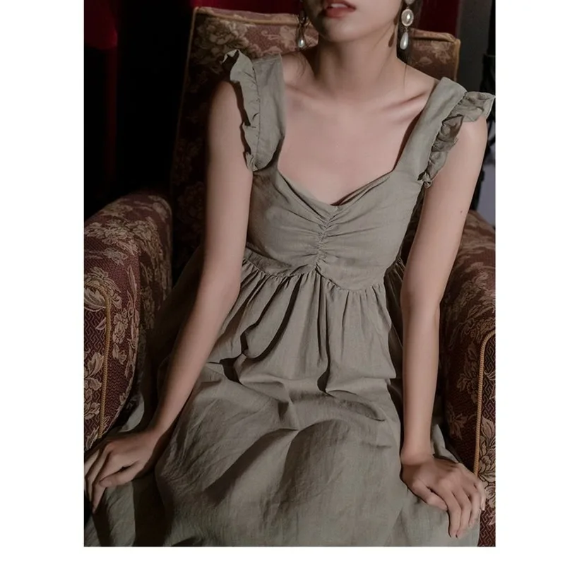 

Girl Sweet Vintage Dress Women Hepburn Style Sexy Chiffon Party Dress Casual Korean Summer Elegant French Retro Dress
