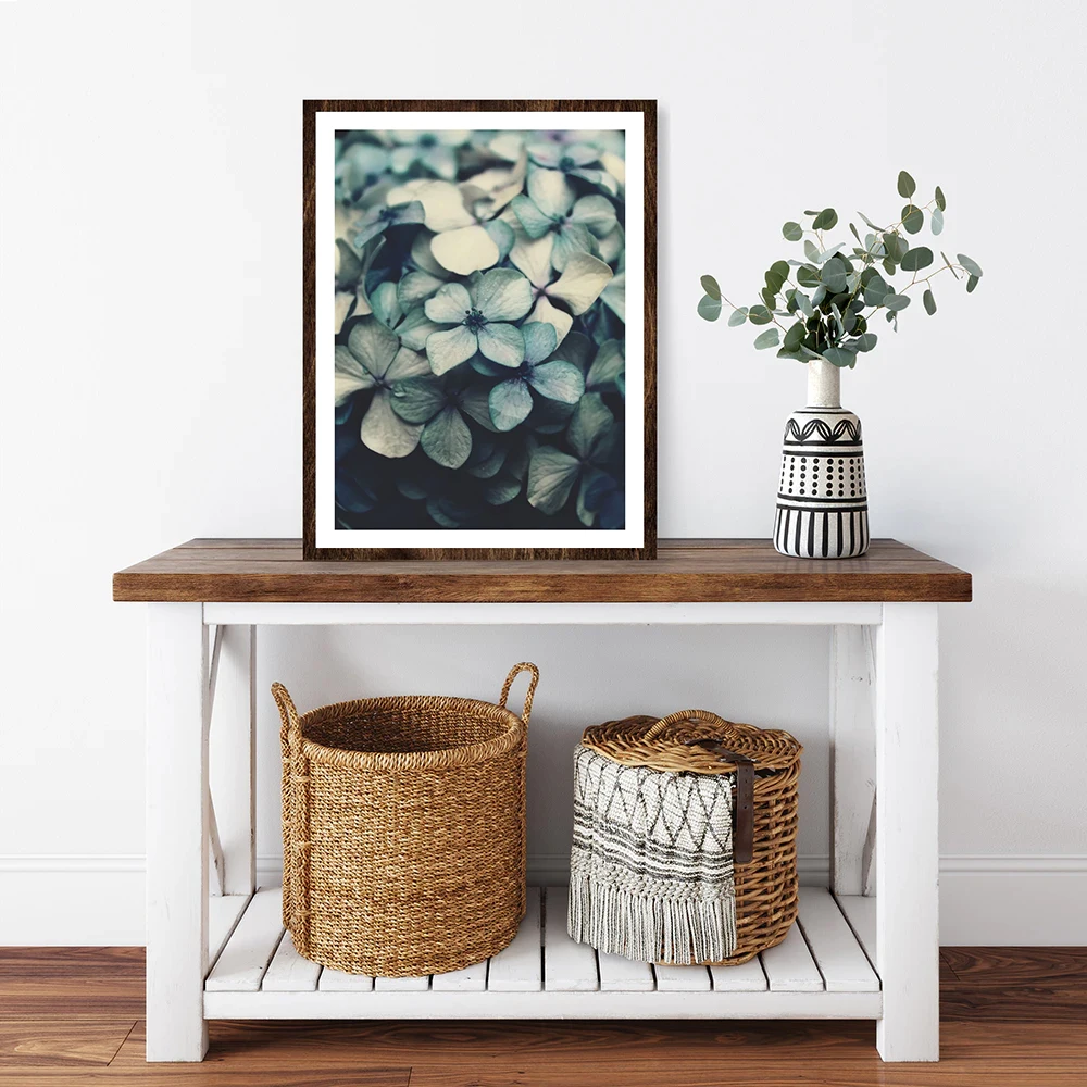 Голубые цветы Современная Картина на холсте настенный художественный плакат с