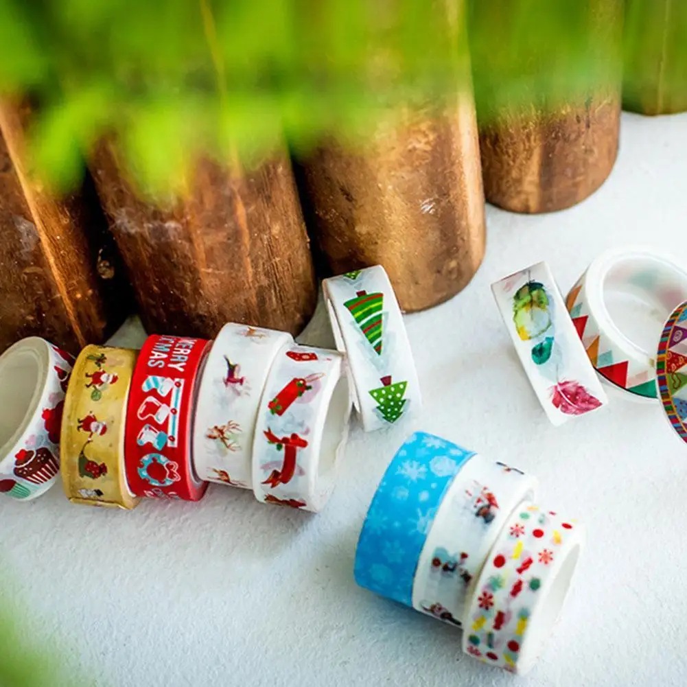 

1PC Christmas Washi Tapes Snowflake Reindeer Stripes Kawaii Masking Tapes Stickers DIY Scrapbooking Journal School Stationery
