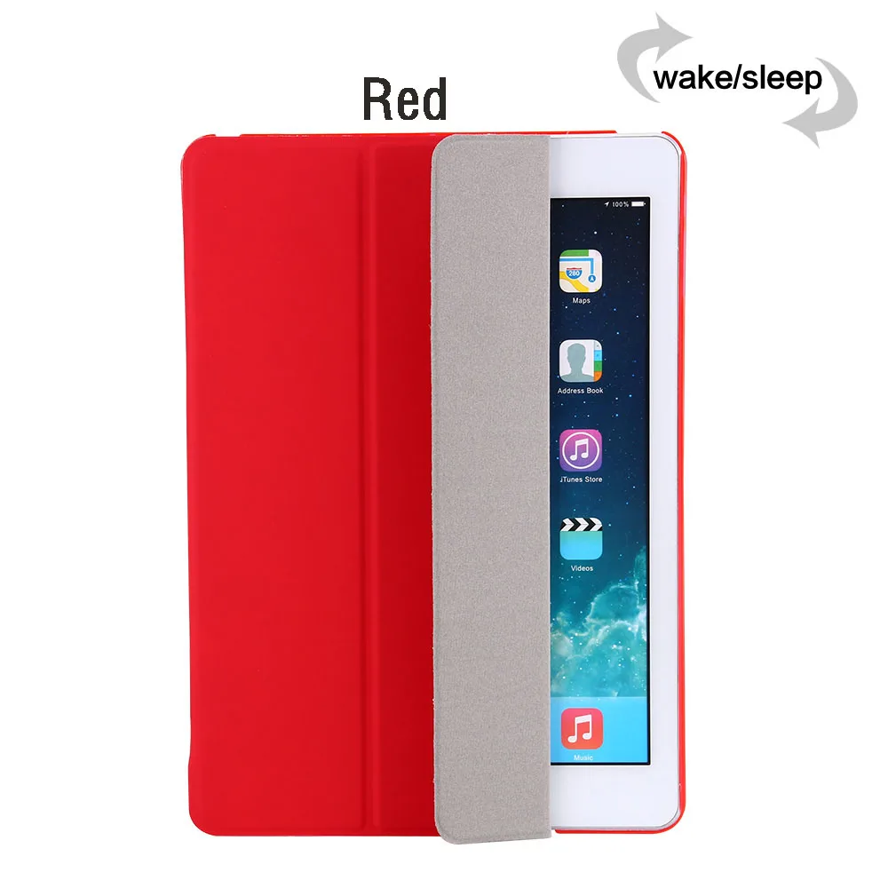 Ультратонкий Магнитный чехол для iPad 9,7, новинка, Air 1 2 A1822/A1893 A1474, умный чехол из искусственной кожи, Авто Режим сна/пробуждения - Цвет: Red