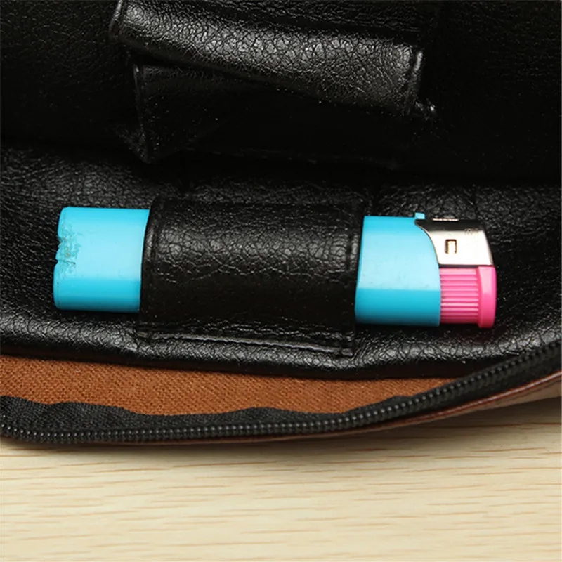 

Cigarette Storage Holder Soft PU Leather Smoking Pipe Case Pouch Tobacco Bag Tamper Filter Tool Cleaner Briefcase Brown