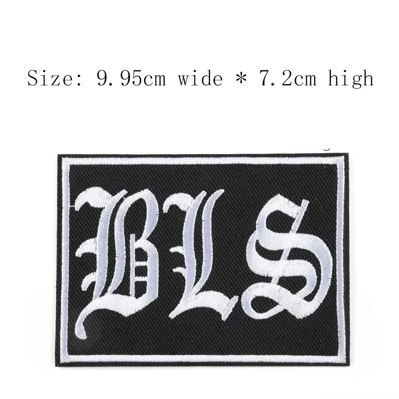Черно-белая вышитая нашивка BLS шириной 9 95 см бесплатная доставка с помощью утюга