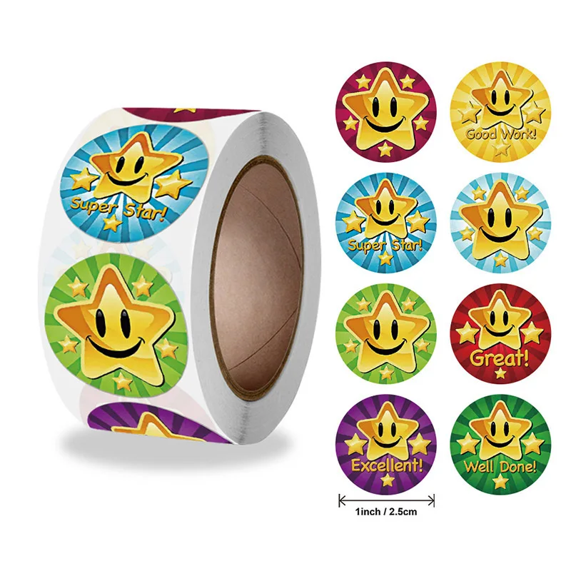 

Children's Reward Sticker Creative School Supplies Teacher Encourage Reward Star Sticker 500pcs Round Toy Sticker One Inch