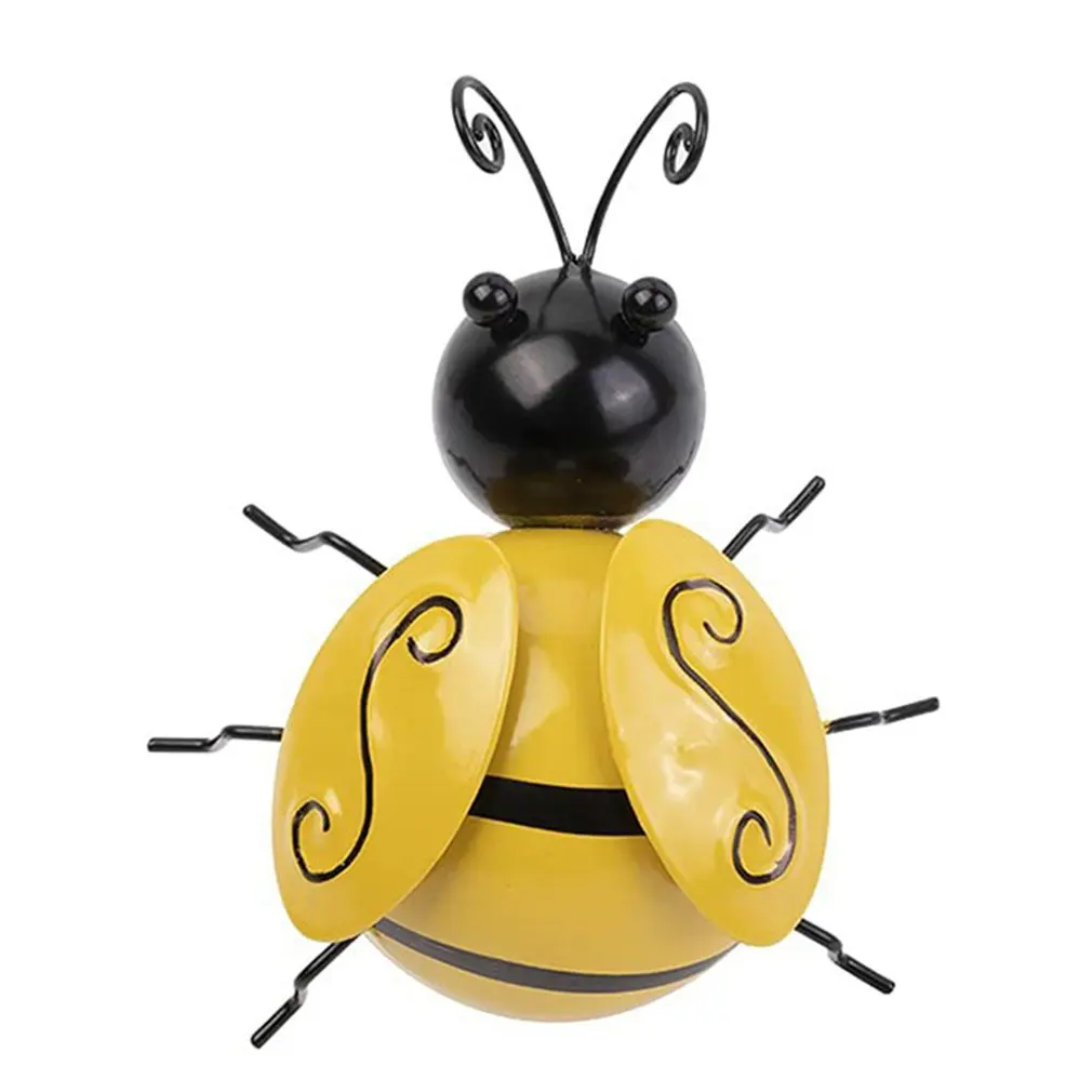 

Metal Bees Decorations Garden Accents Yard Fence 3D Iron Art Sculpture Ornaments Lawn Bar Bedroom Living Room Coffee Shop