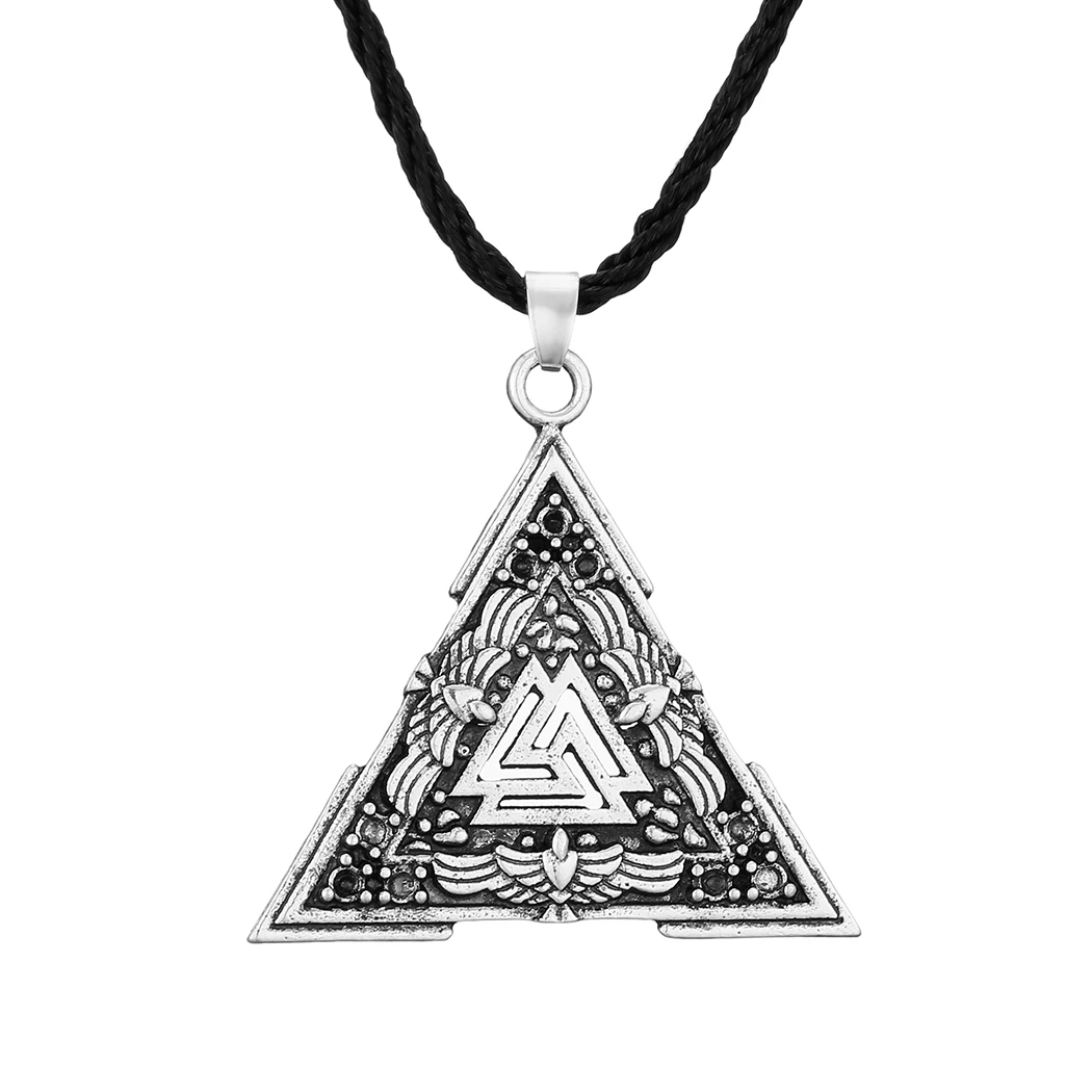 

QIMING Scandinavian Valknut Pendant Men Necklace Ravens Ornamen Viking Jewelry Valknut Symbol Cletic Necklace
