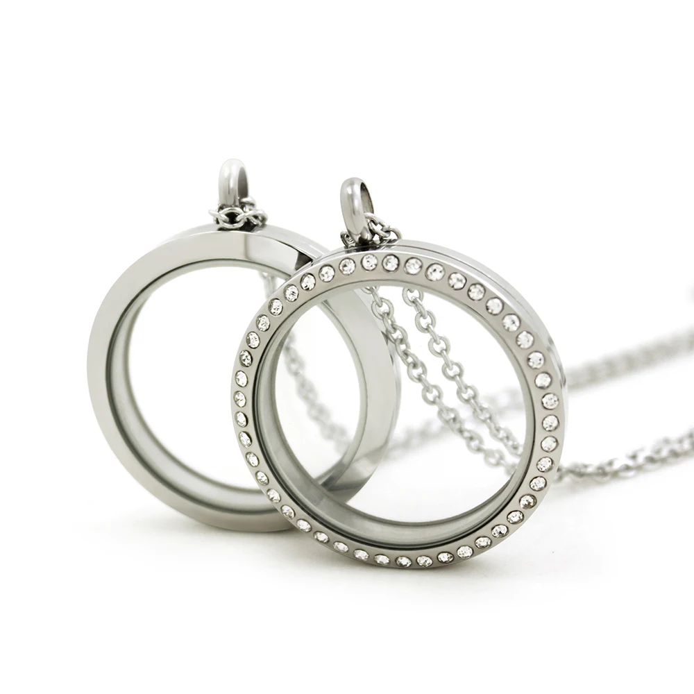 35 мм из нержавеющей стали круглый закрученный стеклянный плавающий медальон