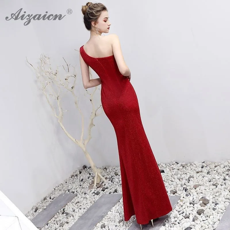 Красные белые роскошные длинные платья русалки Cheongsam современное тонкое платье на одно плечо Qi Pao традиционное китайское вечернее китайское платье-Ципао