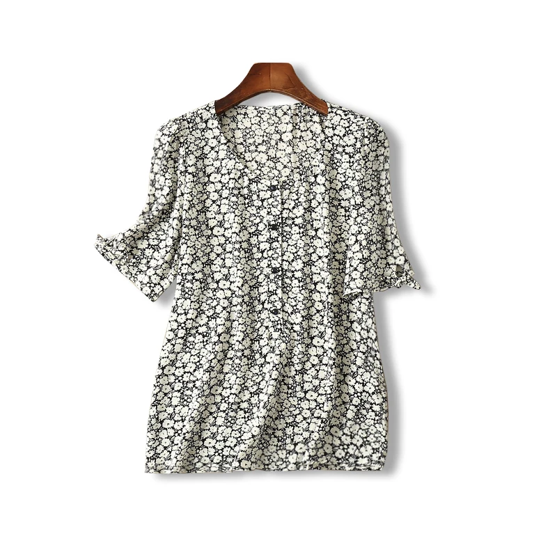 

Printed Viscose Round Neck Bow Short Sleeve Top
